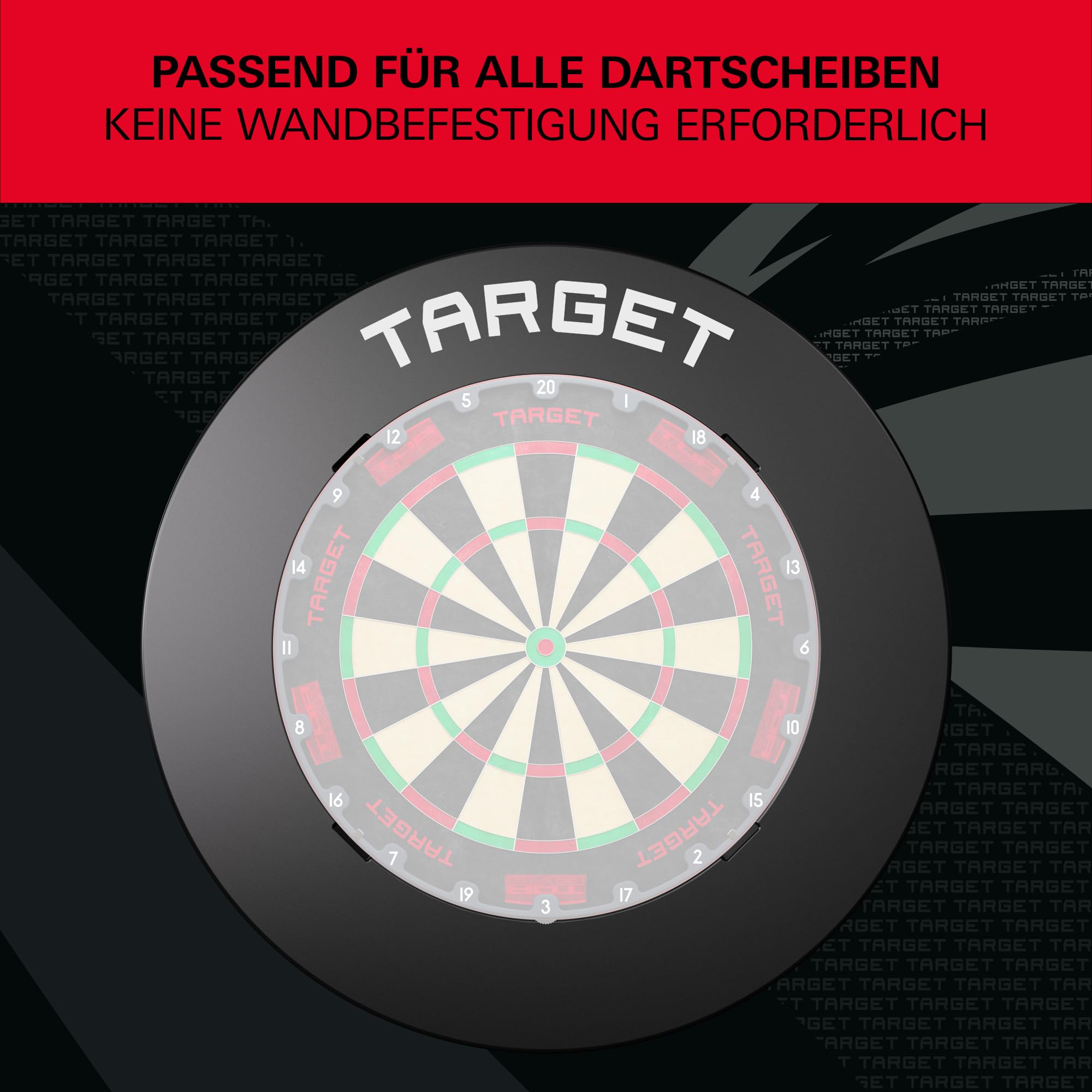 Target Darts – Schutzring für Dartscheibe mit Aussparungen, rot/schwarz/grau