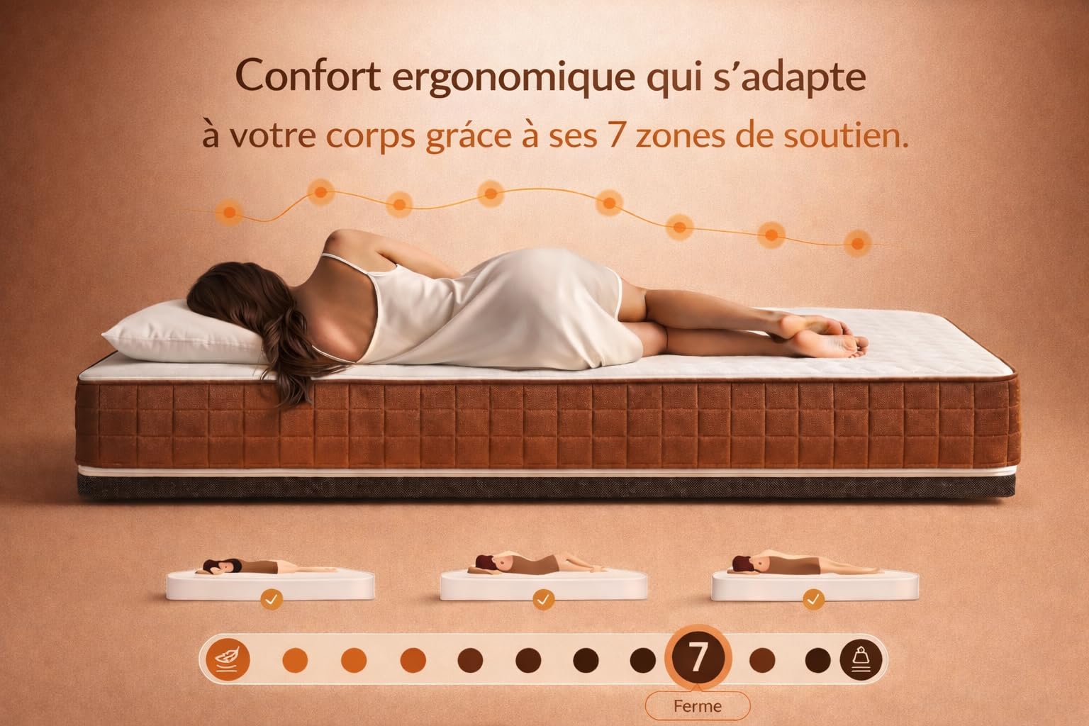 SIMPUR Visco Ergo Matelas 140x190 cm, 19 cm d'épaisseur, mémoire de Forme Haute densité, 7 Zones de Soutien, fermeté 7/10, réversible été/Hiver