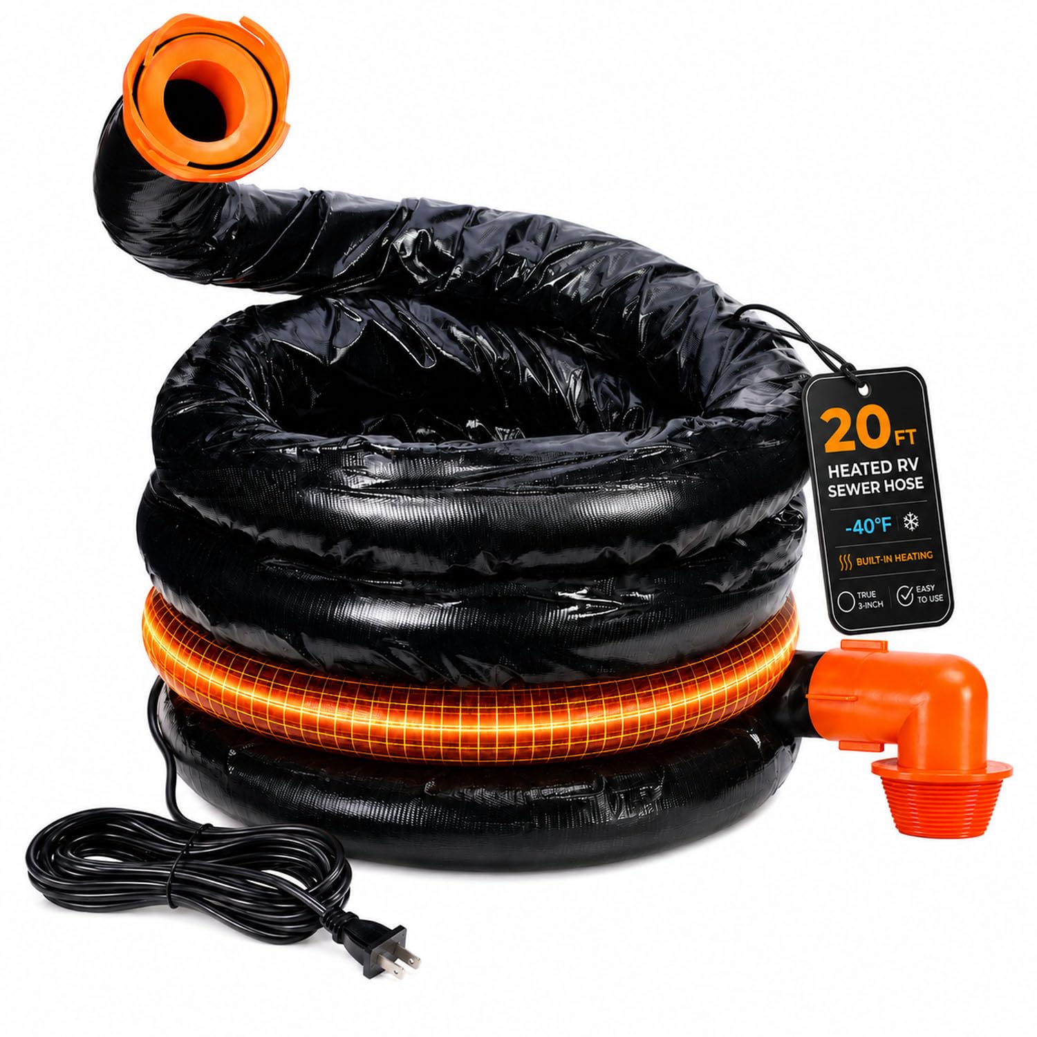 H&amp;G lifestyles 20ft Heated Sewer Hose for Camper RV Sewer Hose Insulation