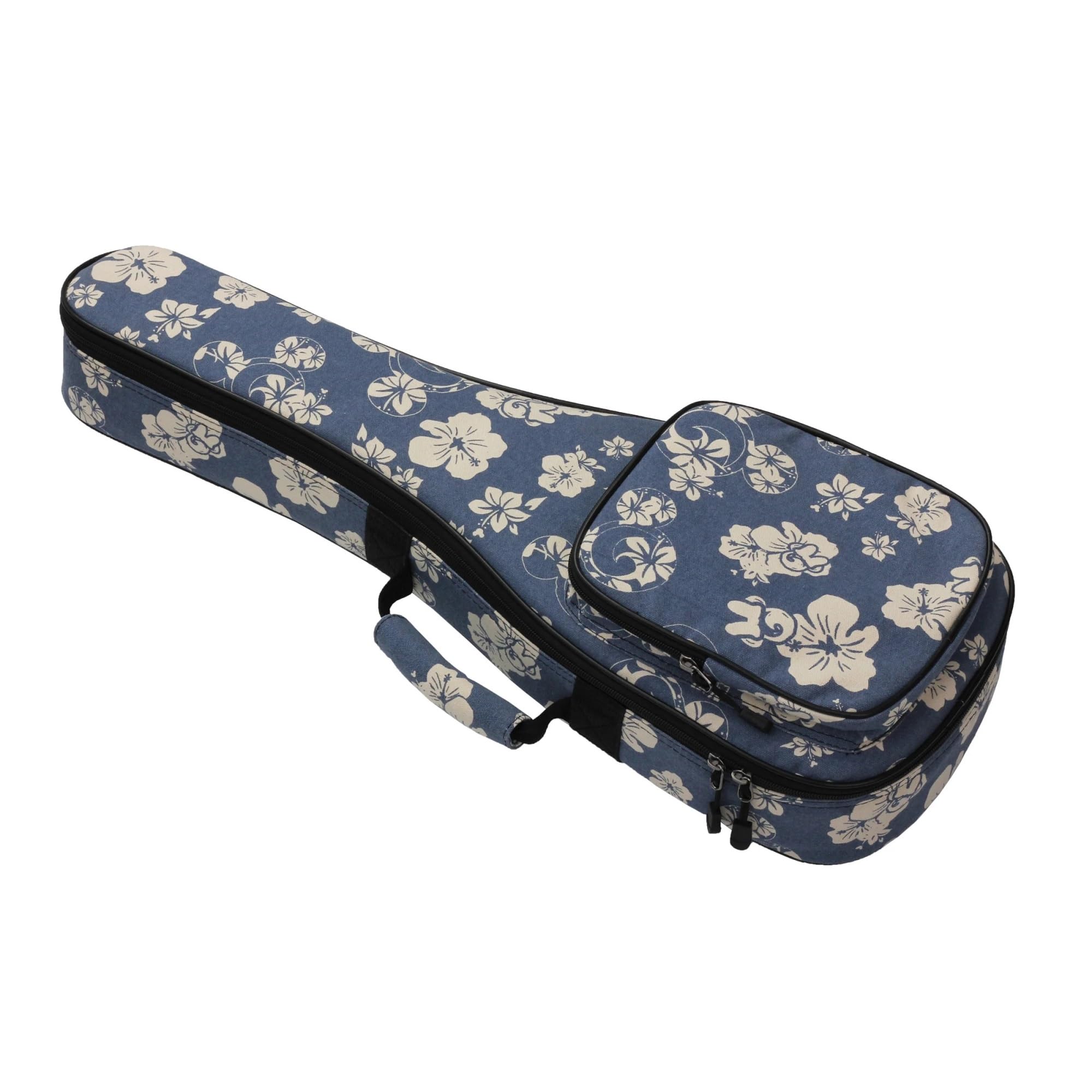 Estuche Para Banjo Funda for ukelele con flores de hibisco 21/23 26 pulgadas acolchado esponja 10 mm, estuche suave for guitarra 4 cuerdas(Size 21 inch)