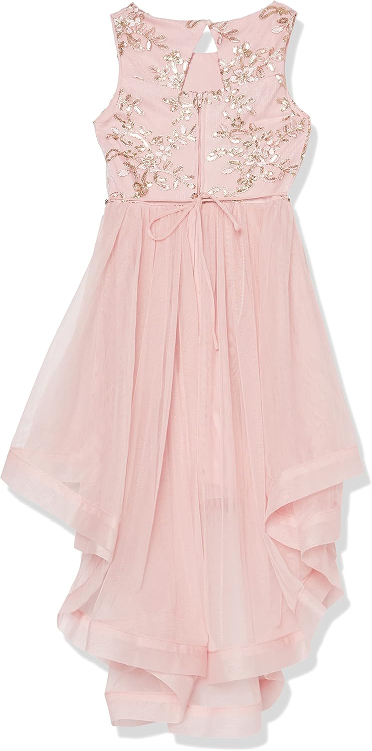 Speechless Girls' 7-16 Tween Maxi Dress with Wide Ribbon Hem for Formal Dance Or Party, Rose/Gold, 16 - Image 2