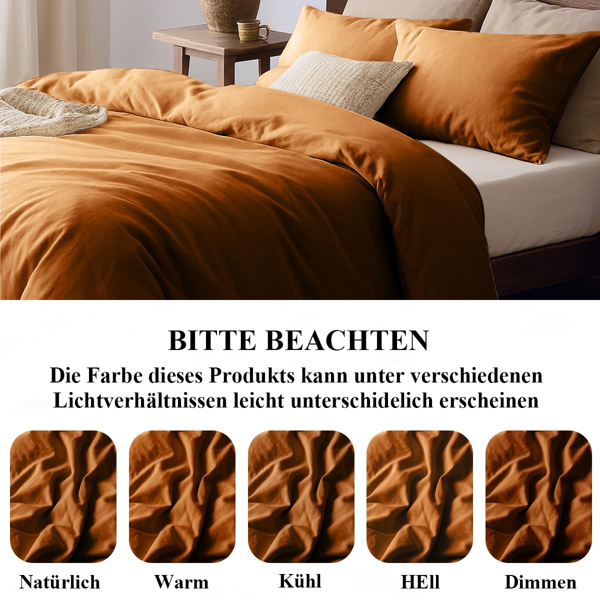 Lanqinglv Bettwäsche 135x200 4Teilig Orange aus Mikrofaser für Allergiker