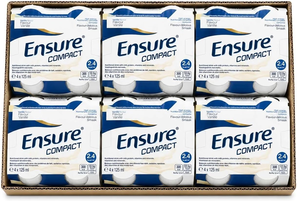 Compact, nutritional supplement drink, vanilla flavour, contains protein, vitamins and minerals (24 x 125ml bottles)