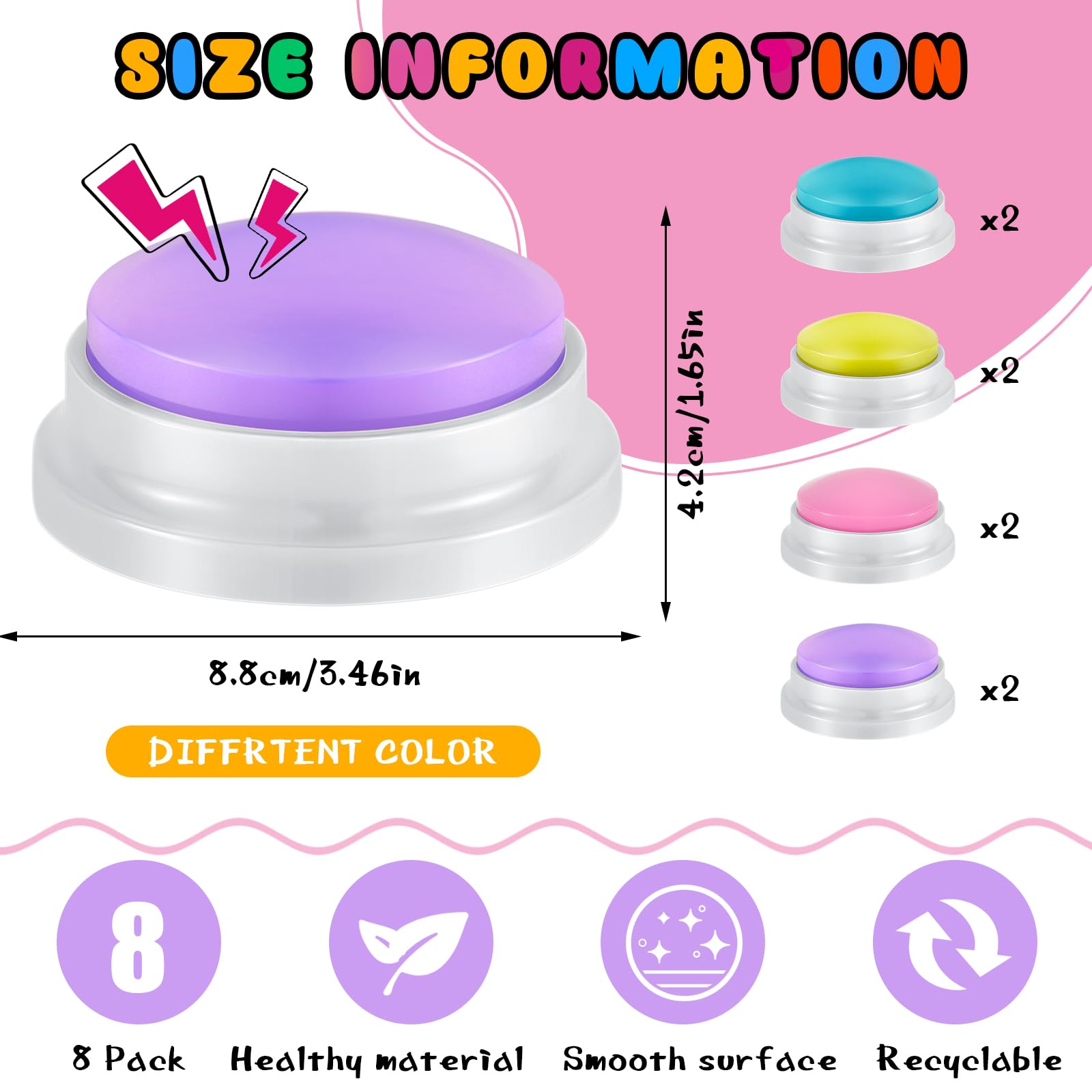 Snapklik.com : Honoson 8 Pieces Recordable Answer Buzzers Button For ...
