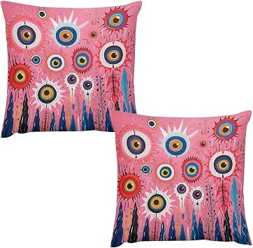 Decorative Throw Pillow Covers Set of 2 18 "x18 Square Soft Cushion Covers Eyes Full of Love Throw Pillow Covers for Sofa Couch Throw Pillow Case Farmhouse Pillowcase for Living Room Bedroom