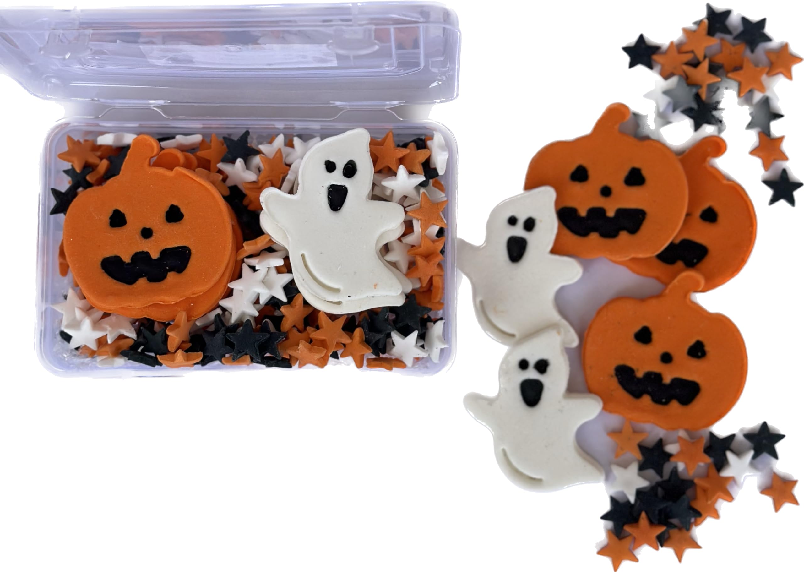 SWEET INSPIRATIONS Edible Cake decorations/HALLOWEEN Cupcake Toppers/edible Pumpkin -6 pcs/edible Ghost - 6 pcs/orange, white, black Star Sprinkles (B0CJXS8JVZ) Amazon Price History, Amazon Price Tracker