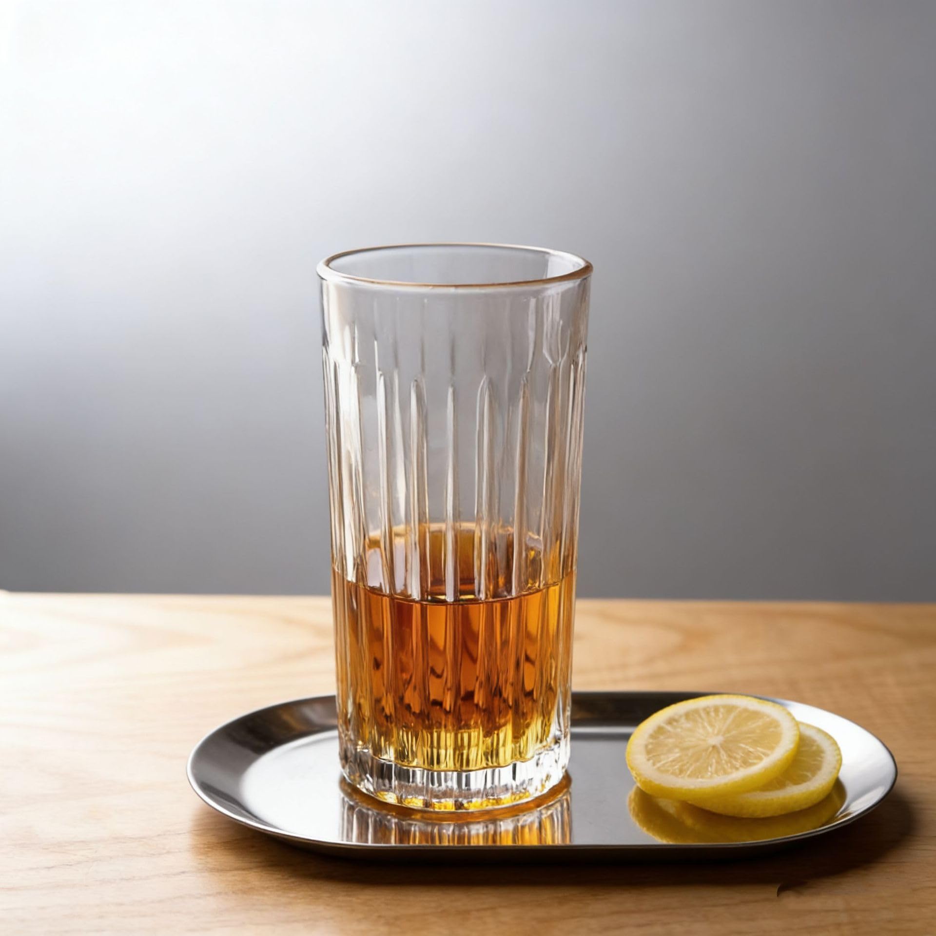 Gerippte Collins-Gläser, 420 ml, vertikal, gestreift, dickes Glas, stapelbar, transparent, für Eiskaffee, Cocktails, Saft, Wasser, 6 Stück