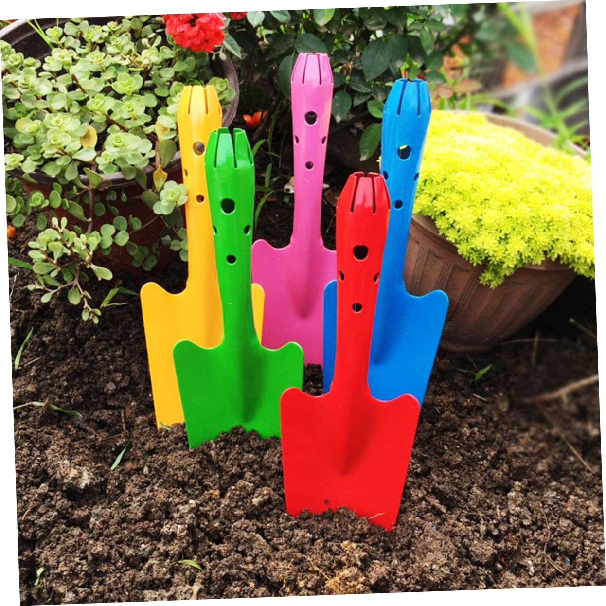 Kleine Gartenschaufeln aus Eisen für Gemüse und Setzlinge | Ergonomischer Griff, zum Graben, Pflanzen und Jäten, 5 Stück für Garten
