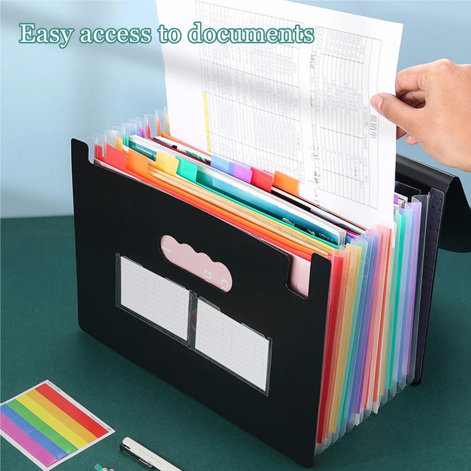 Cartelle a Soffietto espandibili Cartella a Fisarmonica A4 da 2 Pezzi con 13/25 Tasche, espandibile, Organizer mensile for ricevute e fatture, for casa e Ufficio.(25 Pockets)