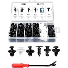 100 PCS Car Bumper Push Fasteners Rivet Clip Kit, ABS Fenders/Body Fixing Clips, 6 Popular Sizes Retainer Expansion Screw Clips with Removal Tool, Universal for Most Cars White