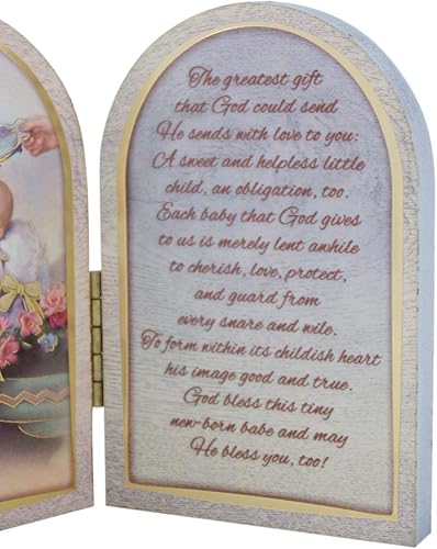 Miniatura 4 de Needzo - Placa decorativa de madera para bautizo de bebé de 4 5/8 pulgadas