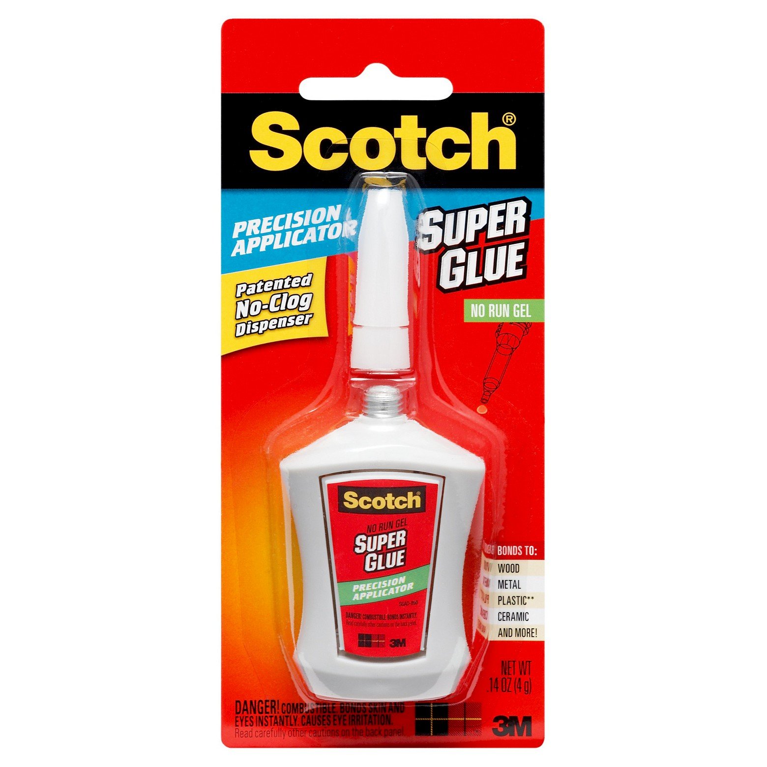 Scotch AD125 Super Glue Gel, Precision Applicator, 0.14 oz