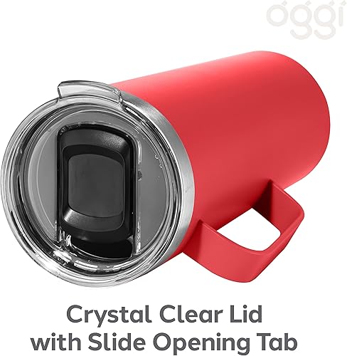 Miniatura 31 de Oggi ThermoMug - Taza aislada de acero inoxidable, doble pared aislada al vacío con asa y tapa, taza de café, taza de campamento, termo de viaje, 14