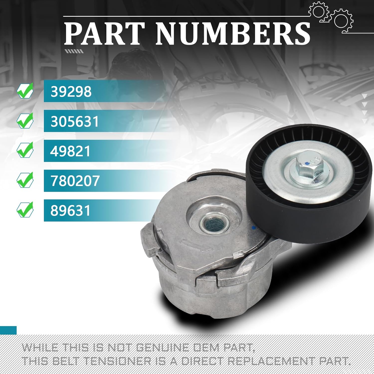 IRONTEK 39298 Belt Tensioner Pulley Assembly fit for Ford (2011-2020 Lobo/ 2011-2012 Mustang), for Lincoln 2011-2014 Mark LT #89631 305631 49821 780207 BR3Z6B209H