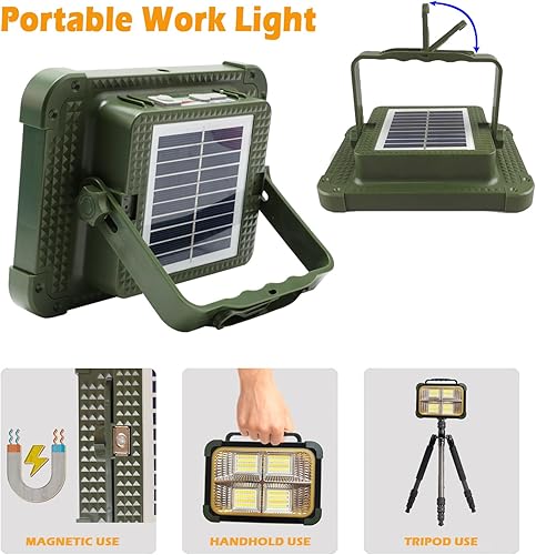 Miniatura 4 de Linterna solar para acampar de 200 W, luz recargable para exteriores, esenciales de viaje con 6000 mAh de emergencia, 5 modos, luz de trabajo LED