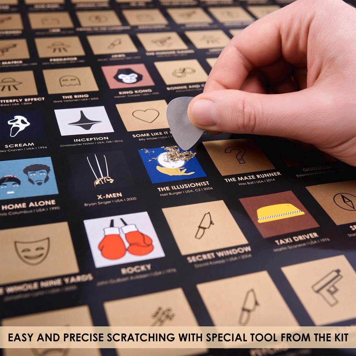 2 in 1 Gift Set - Scratch off Posters Top 100 Date Ideas and Top 100 Movies - Scratchable Date Ideas Checklist Posters - Bucket List of Greatest Films - Couples Gift - Premium Bundle with Accessories