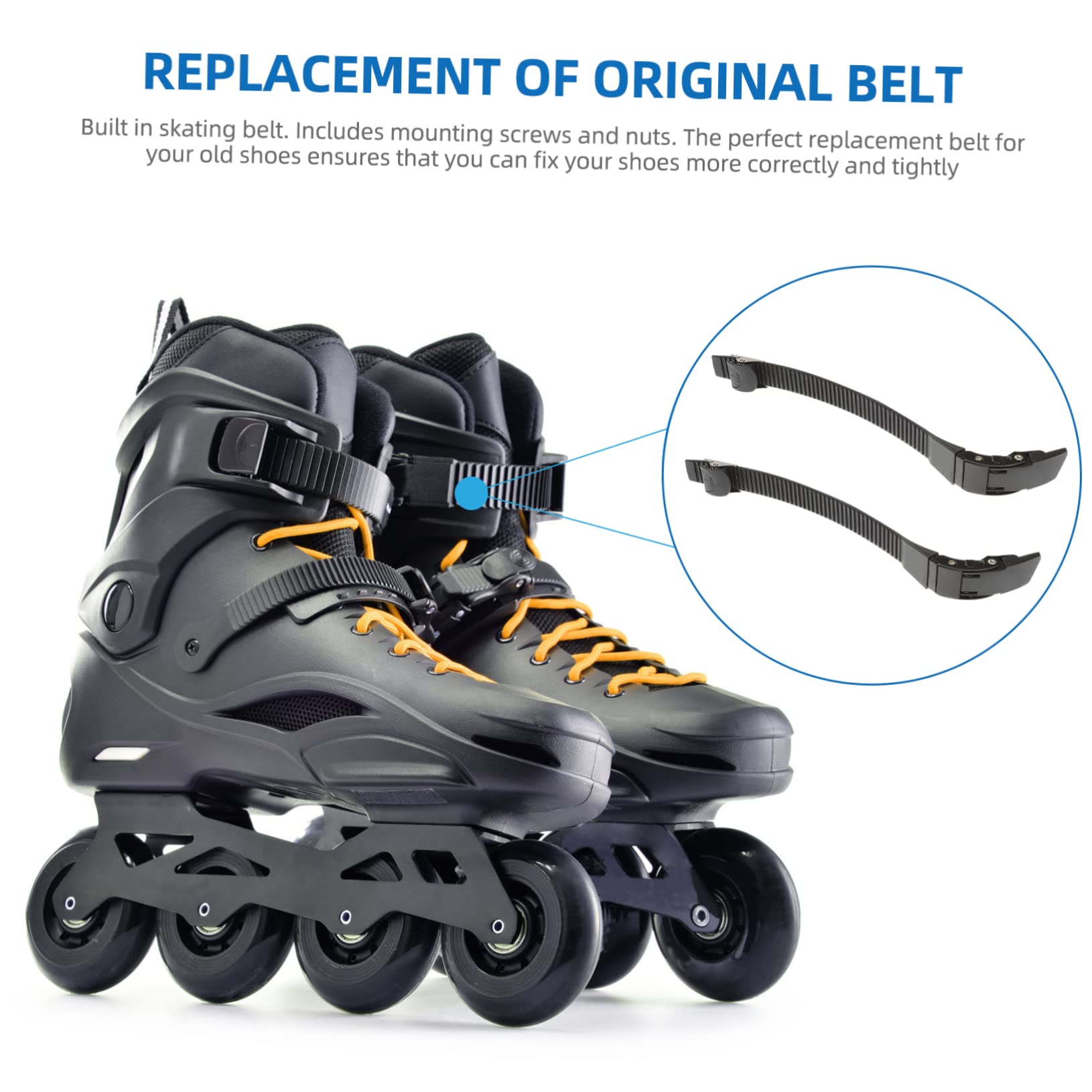 Milisten Roller Skate Accessories 3 Pack Buckle Straps for Shoe Roller Skates (Black)