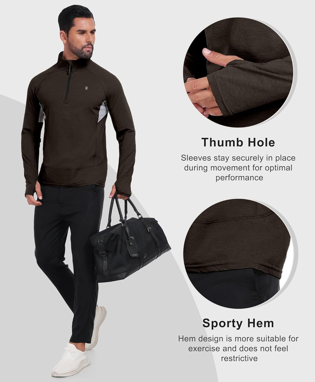 Little Donkey Andy Men's Golf Quarter Zip Pullover Mock Neck Lightweight Sun Protection Long Sleeve Fishing Shirt - Image 5