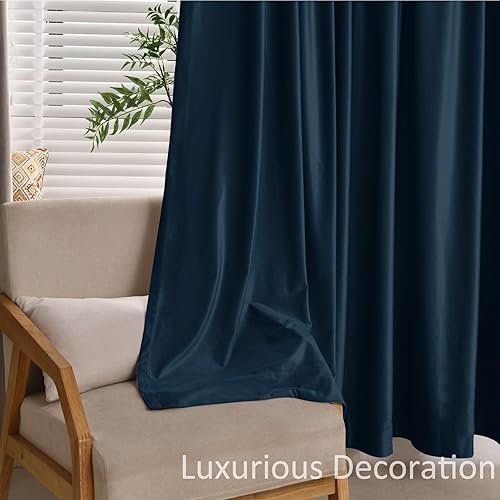 Miniatura 8 de Cortinas de terciopelo con aislamiento térmico y grueso de 204 pulgadas de largo, con ojales en la parte superior, cortinas de terciopelo