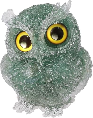 mookaitedecor Estatua de búho de aventurina verde escultura de piedra animales tallados figura de búho nocturno adorno de cristal para escritorio