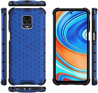 جراب شفاف صلب مصنوع من بولي كربونات وبولي يوريثين مقاوم بالحرارة بإطار للصدمات لموبايل شاومي ريدمي نوت 9 برو 9s ازرق