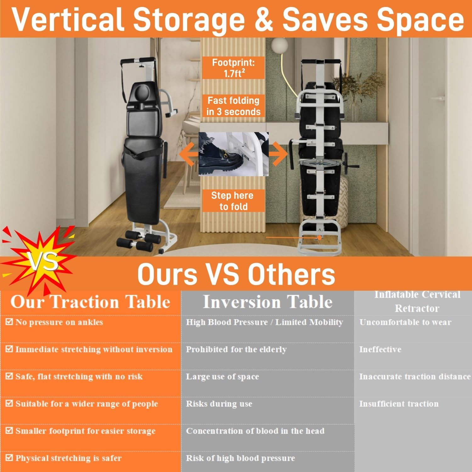 Cervical Traction with Lumbar Stretch Decompression Table,Realign Vertebrae & Alleviate Lumbar Strain,Full Body Stretching Device for Neck & Back
