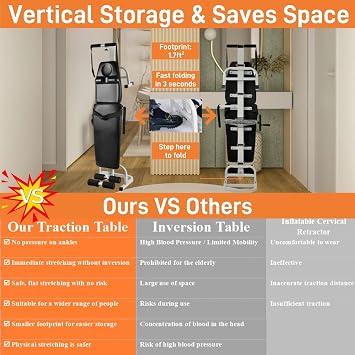 Lumbar Decompression Table with Cervical Traction by Lumbar Bench | Realign Vertebrae & Alleviate Lumbar Strain | Full Body Stretching Device for Neck, Back, Knee, and Hip | Relieve Pain