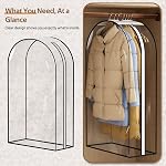 MISSLO 10" Gusseted All Clear Garment Bags for Hanging Clothes 40" Suit Bags for Closet Storage Hanging Clothes Storage Bags for Shirts, Coats, Dresses, 3 Packs