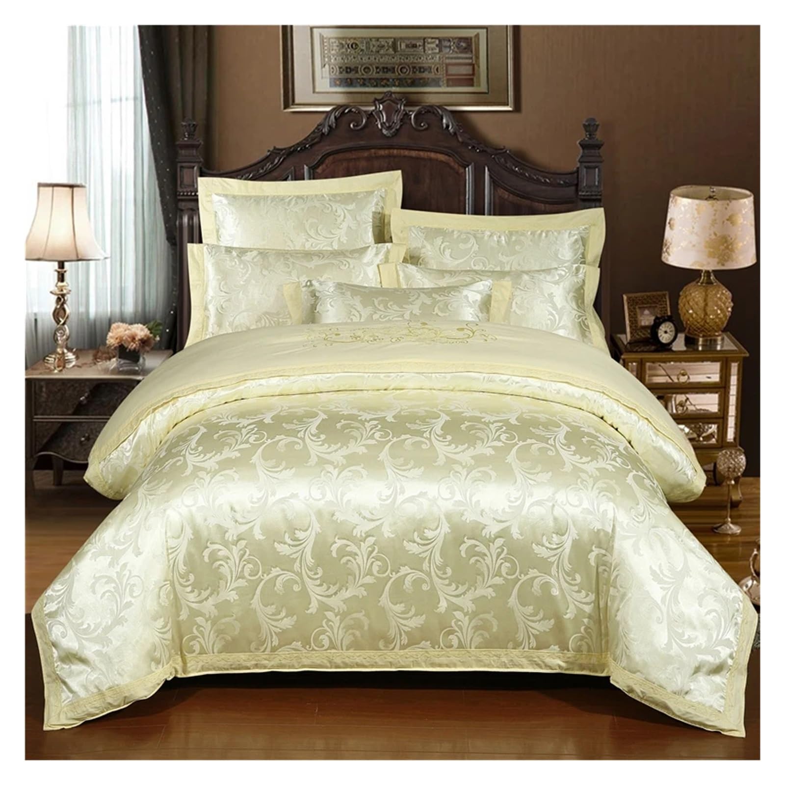 Sbcgfy D Luxury Black Bedding Sets Silk Cotton Jacquar Queen/King Size Uvet Cover Set Wedding Bedclothes Be Linen Quilt Cover,Cotton Uvet, Zq-11042,-King Size 4Pcs