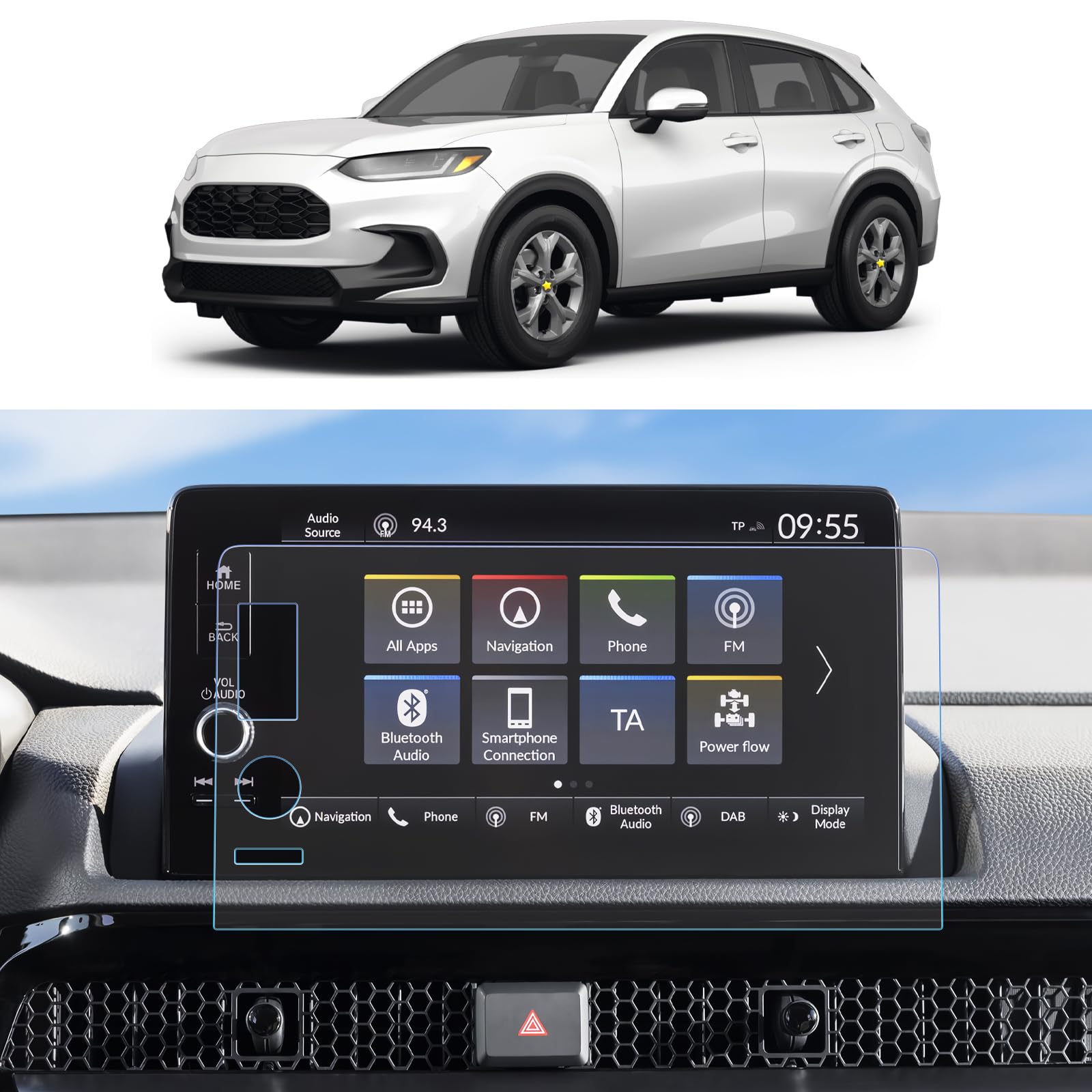 Pellicola protettiva in vetro temperato 9 pollici compatibile con Honda HR-V CR-V Civic Navigation