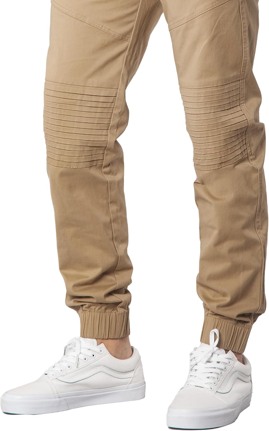 ITALYMORN Khaki Chino Joggers for Men Cotton Casual Twill Biker Jogger Pants with Pockets - Image 4