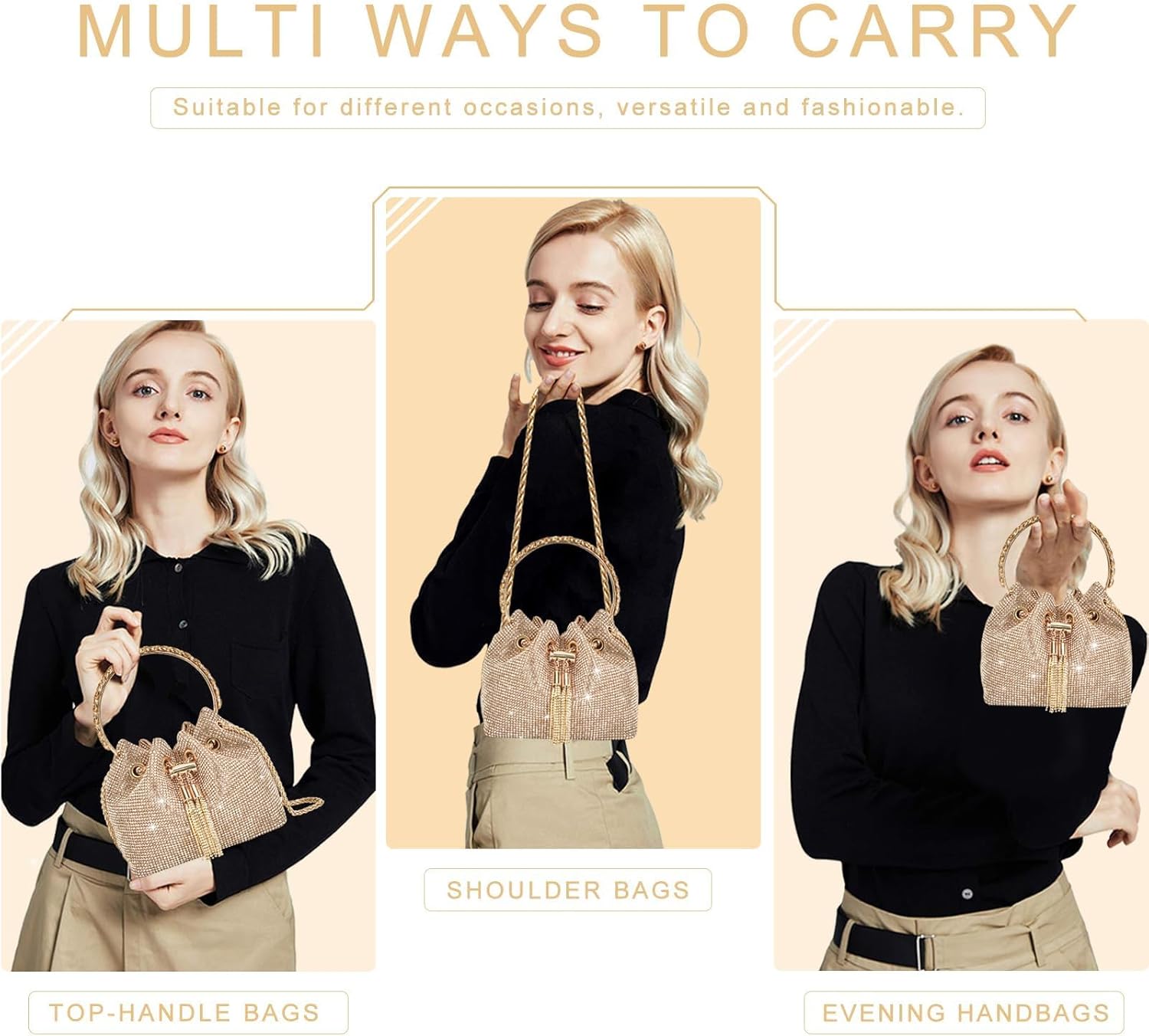 Rhinestone Clutch Purse for Women Top Handle Sparkly Diamond Evening Bag Glitter Mini Handbag for Evening Party - Image 4