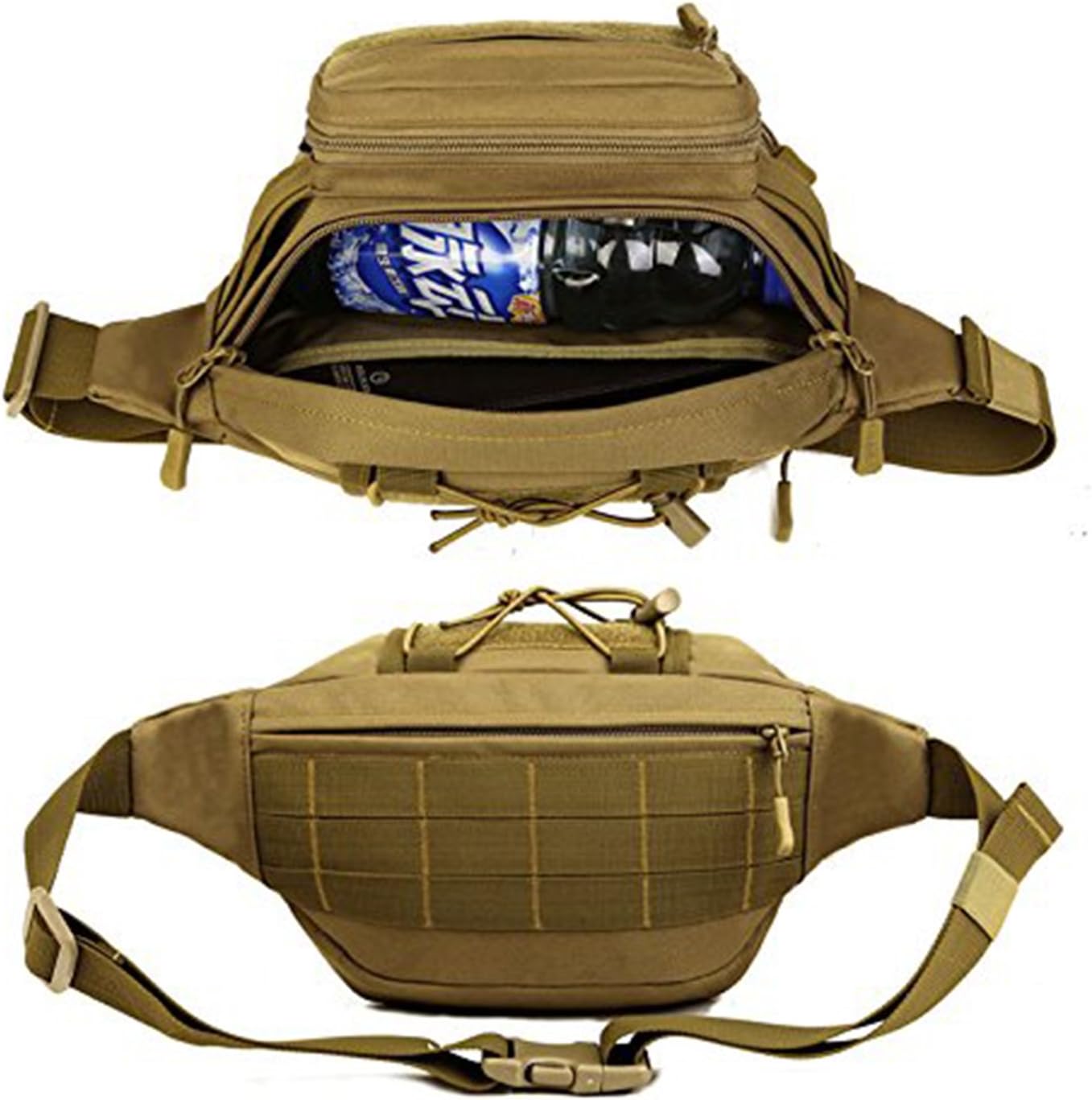 Huntvp Military Hip Fanny Pack Tactical Waist Bag Packs Waterproof Hip Belt Bag Pouch for Hiking Climbing Outdoor Bumbag Desert Camouflage