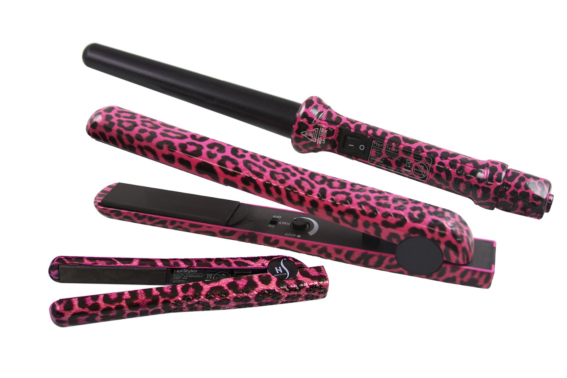 Leopard Print Hair Straightener - Pink Pink Leopard Full Set w/Mini Dryer – ISO Beauty main image 3