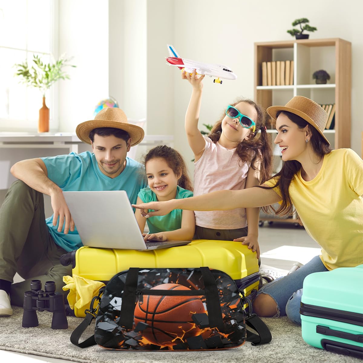 Explosive Basketball Duffel Bag for Kids Overnighter Small Duffle Bags for Boys & Girls, Sleepovers and Travel Duffel Bag for Kids, Carry-On Size & Ideal for School Practice or Sport Gym Bags