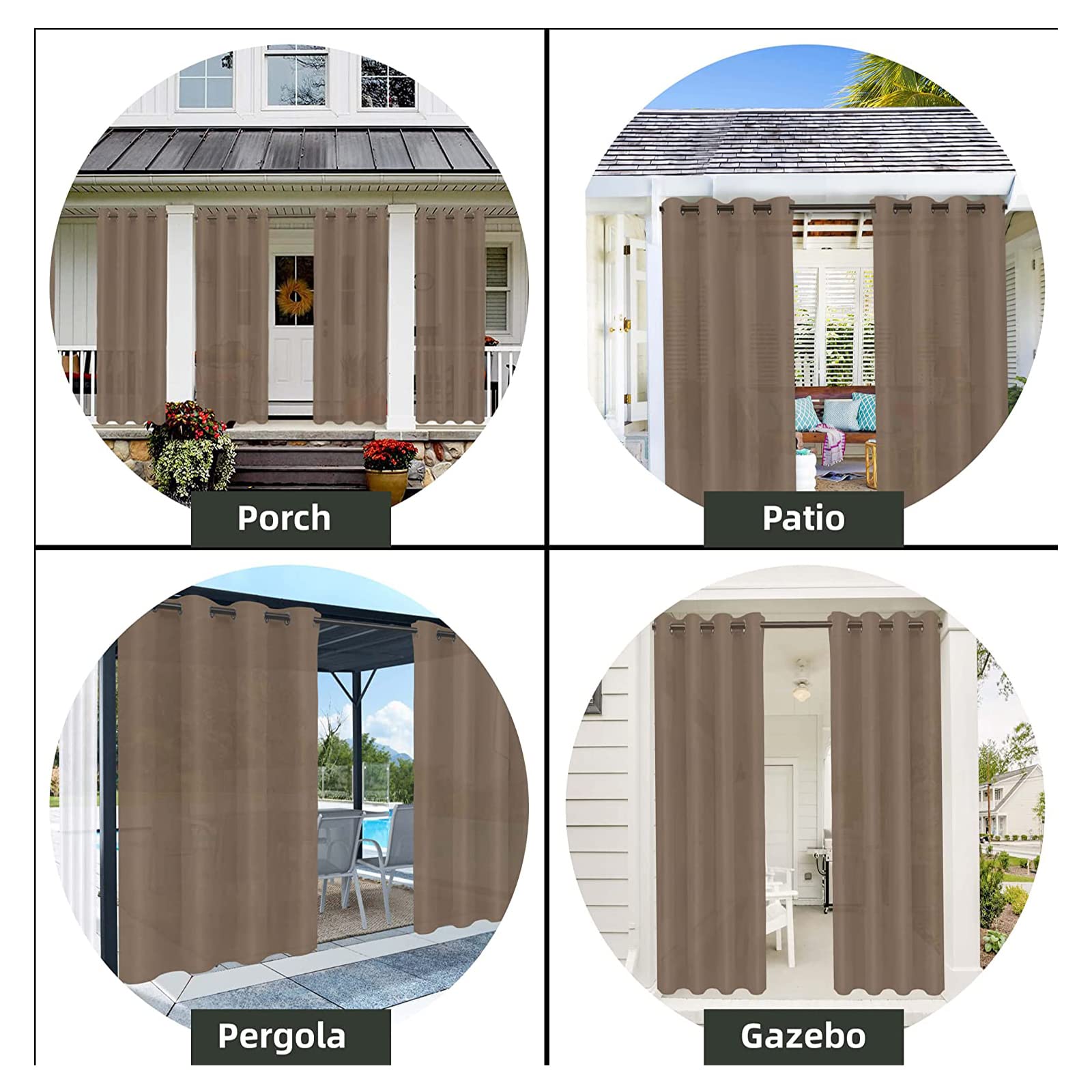 GIOBEL Outdoor Vorhang Wetterfest mit Ösen,Terrassenvorhang Wasserdichter Gartenvorhang Schutz vor Sonne Regen Wind Outdoor Vorhang für Terrasse, Balkon, Pergola & Pavillon, 1 Stück,120 * 213cm（W*H）
