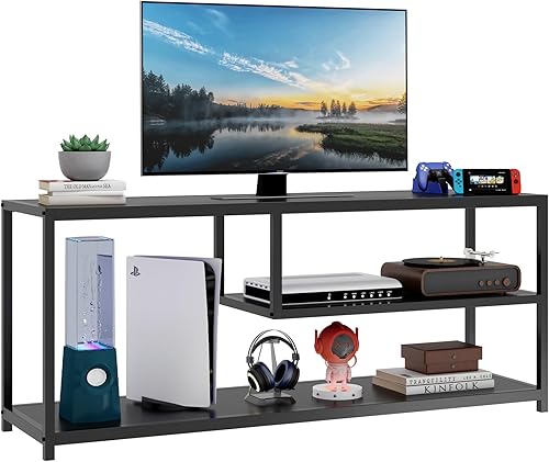 HOME BI Soporte de TV para TV de hasta 55 pulgadas, centro de entretenimiento, mesa de consola de esquina, estante de televisión LED, gabinete de