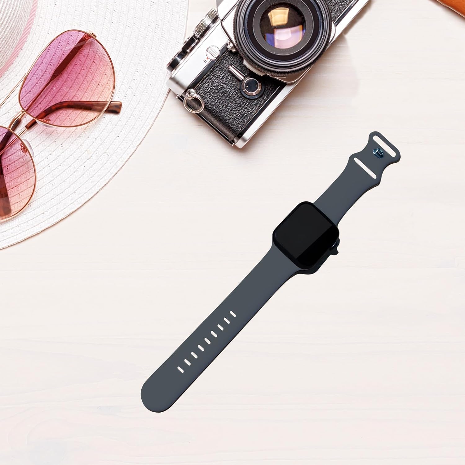 silicone sport band compatible with apple watch 41mm 40mm 42mm 38mm 46mm 45mm 44mm 49mm women men, soft strap replacement wristband for iwatch ultra se 3 2 1 series 11 10 9 8 7 6 5 4 space gray 38mm/40mm/41mm/(series 10/11 42mm) s/m