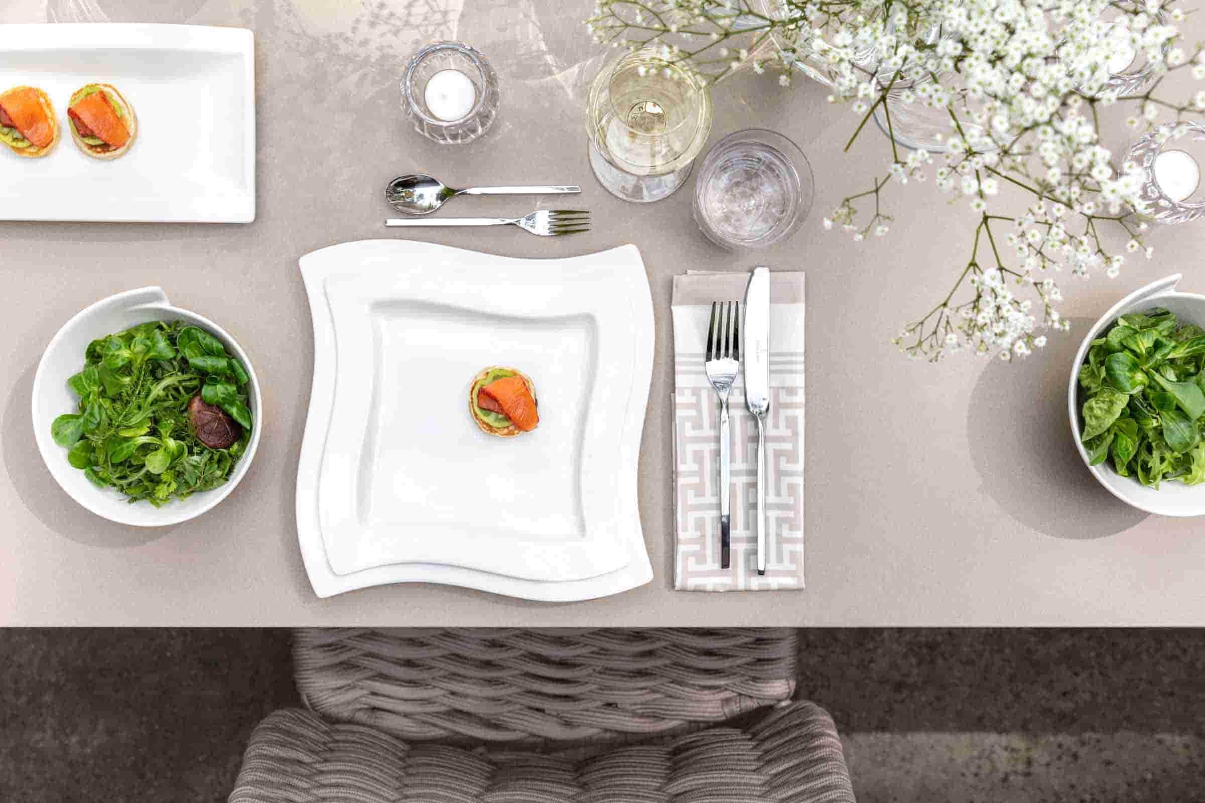 Villeroy & Boch – NewWave Basic-Set 6-teilig, Geschirr Set Für 2 Personen, Spülmaschinenfest, Geschirrset, Service, Teller, Schalen, Weiß, Keramik, Premium Porzellan