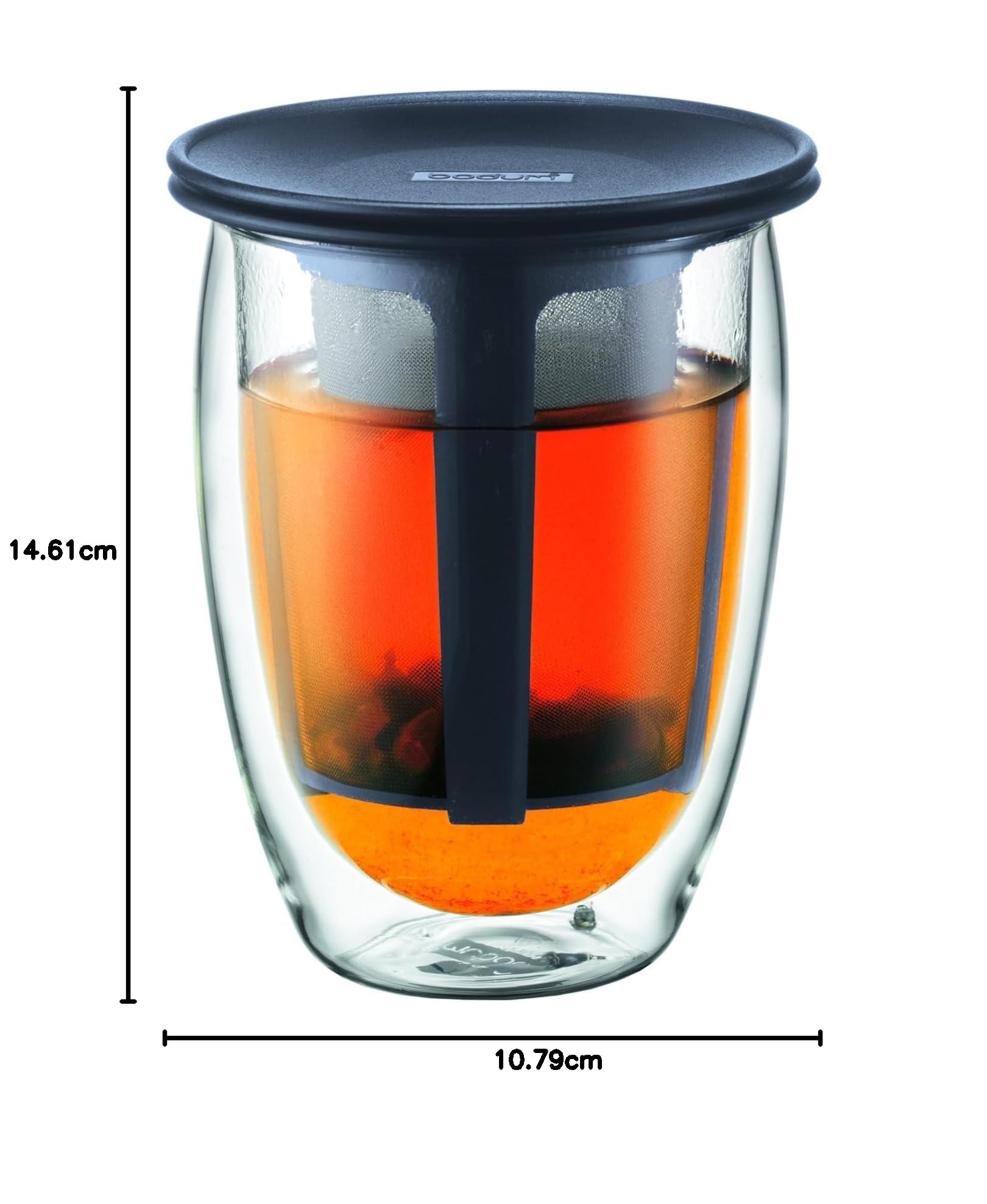 Bodum Verre Double Paroi avec Infuseur à Thé – 1 pièce – Tasse 450ml – Verre Borosilicate – Infuseur Amovible – Lave-Vaisselle (Lot de 2)