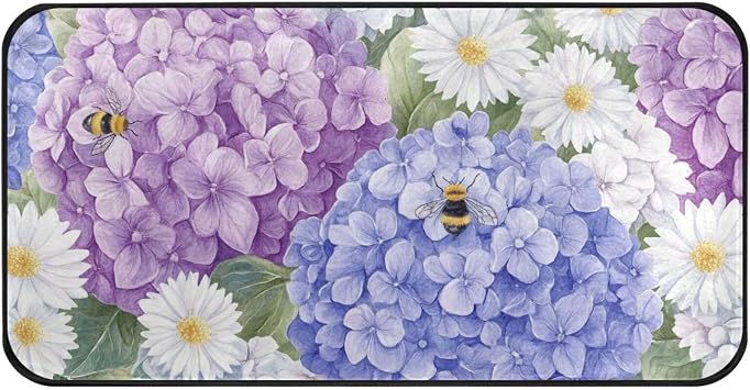 susiyo Kitchen Mat Hydrangeas Daisy Flower Kitchen Rug Mat Anti-Fatigue Comfort Floor Mat Non Slip Oil Stain Resistant Easy to Clean Kitchen Rug Bath Rug Carpet 39x20 Inches
