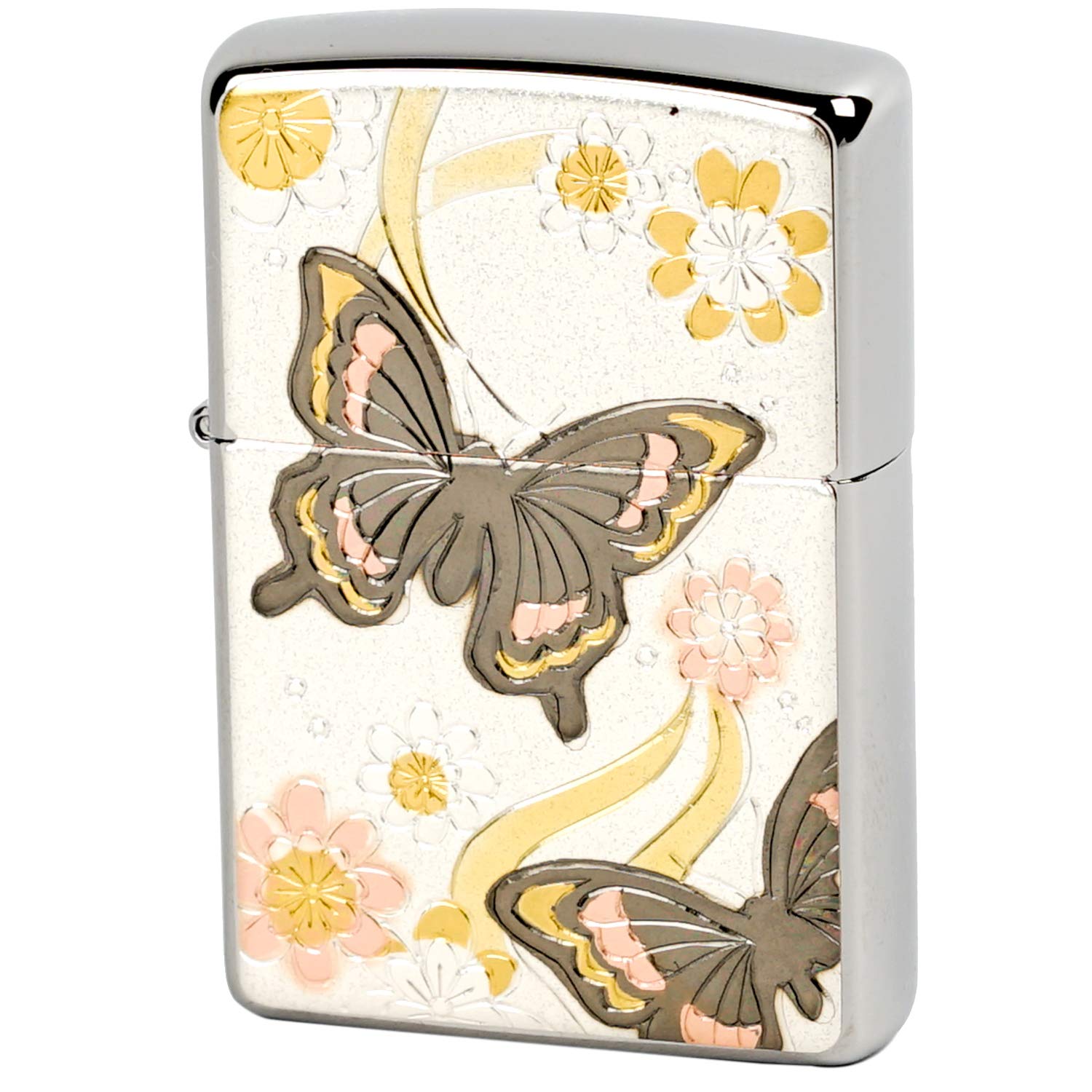 Amazon.co.jp: ZIPPO(ジッポー) ライター シルバー 電鋳板 蝶 和柄 