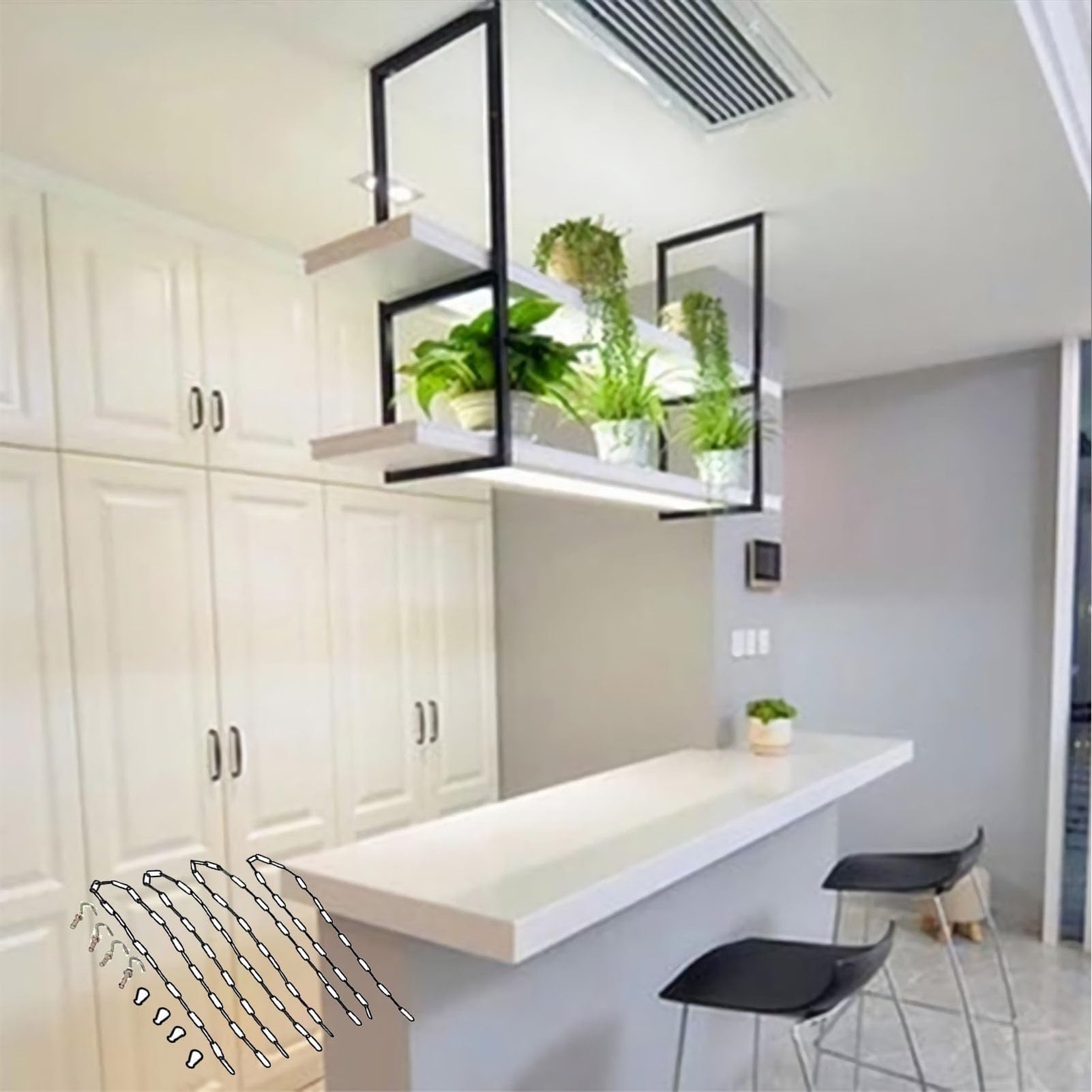 Porte-verres suspendu de plafond étagère vintage 2 niveaux pour ranger et décorer