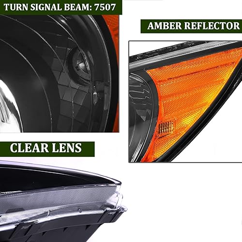 Miniatura 4 de Para Hyundai Sonata 8TH 2011-2014 - Conjunto de faros delanteros negros del conductor y del lado del pasajero