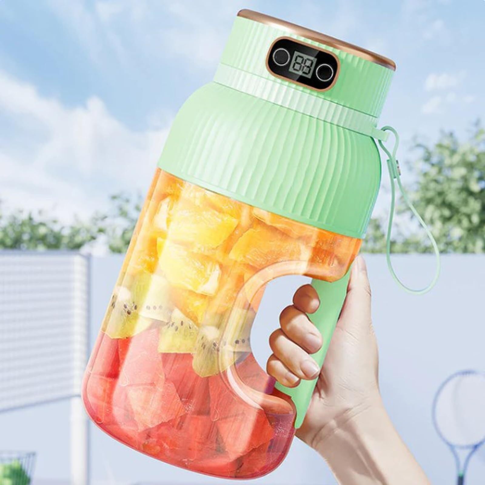 Wielofunkcyjny, przenośny mikser z wyświetlaczem cyfrowym, kompaktowa konstrukcja, kubek do sokowirówki z możliwością ponownego ładowania przez USB, do smoothie, na siłownię, do kuchni podróżnej