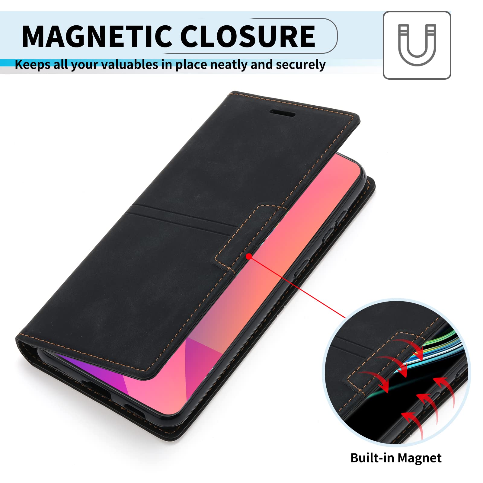 OKZONE Cover Portafoglio Per Huawei P20 Lite - Custodia Flip In Pelle Con Magnetica, Slot Per Schede E Funzione Stand (Marrone)