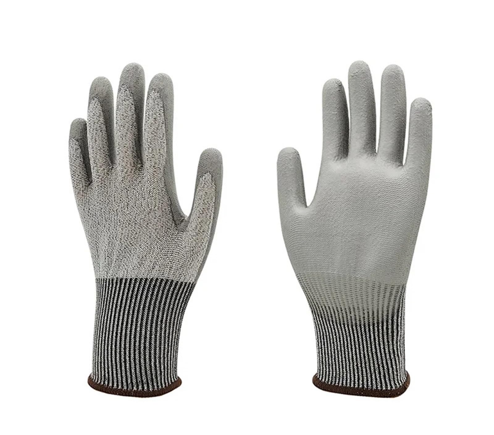 Guanti antitaglio, antiscivolo, resistenti all'usura, guanti di protezione dal lavoro, rivestiti in PU, antigraffio Resistente alla perforazione(Xs)