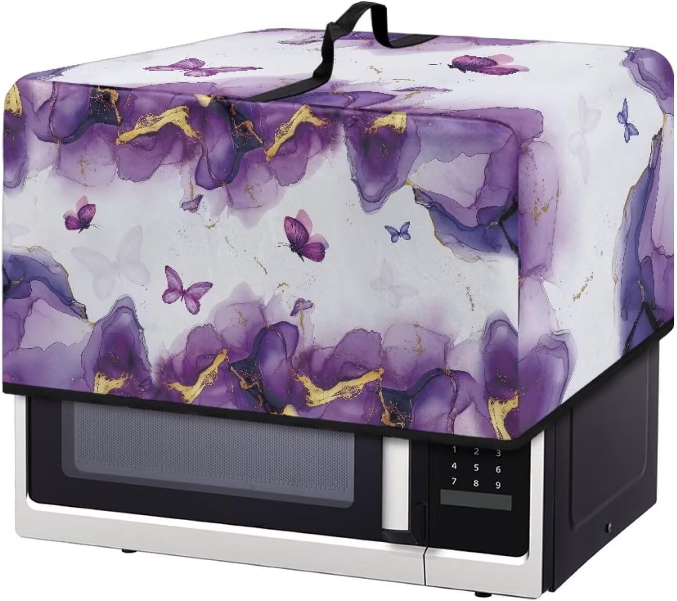 Microwave Oven Dust Cover, Marble Heat-Resistant Waterproof Polyester Fabric Protection for Toaster Oven Air Fryer Dust Cover for Microwaves Ovens Machine Washable