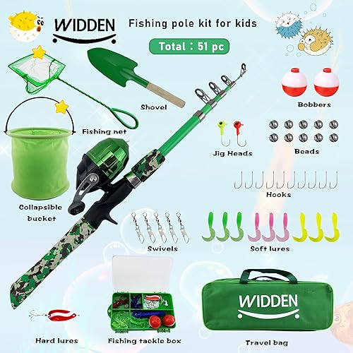 Miniatura 8 de Caña de pesca para niños, bastones de pesca telescópicos portátiles para niños y niñas, kit combinado de caña de pescar y carrete con caja de