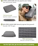 ATEPA Coussin de siège gonflable, mousse autogonflante légère Air Coussin pour Airplane Voyage Stade Escalade Randonnée Backpacking